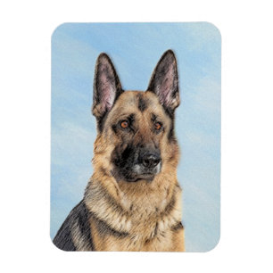 German Shepherd Painting - Cute Original Dog Art Magnet