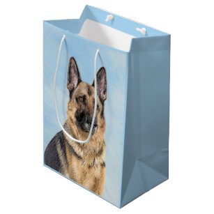 German Shepherd Painting - Cute Original Dog Art Medium Gift Bag