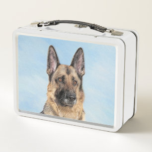 German Shepherd Painting - Cute Original Dog Art Metal Lunch Box