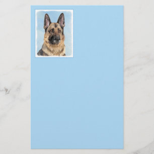 German Shepherd Painting - Cute Original Dog Art Stationery