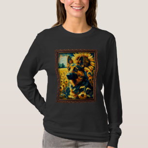 German Shepherd Painting Sunflower Flower Mom Wome T-Shirt