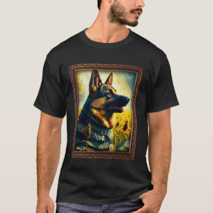 German Shepherd Painting Sunflower Flower Mom Wome T-Shirt