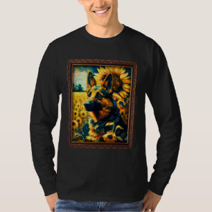 German Shepherd Painting Sunflower Flower Mom Wome T-Shirt