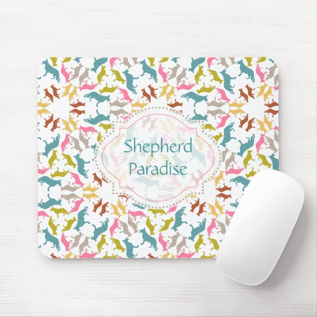 German Shepherd Pastel Pattern Mouse Pad (With Mouse)