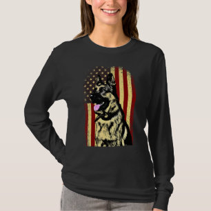 German Shepherd Patriotic American Flag Dog T-Shirt