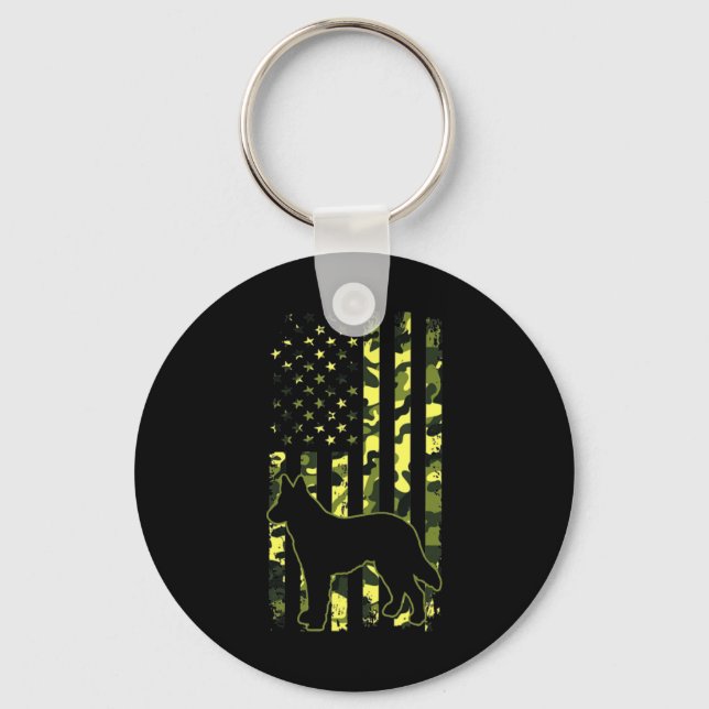 German Shepherd Patriotic Dog Key Ring (Front)
