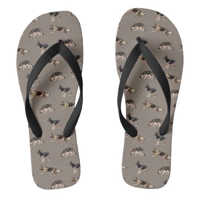 German Shepherd Pattern (Brown) Jandals (Footbed)