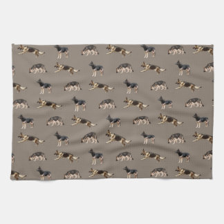German Shepherd Pattern (Brown) Tea Towel