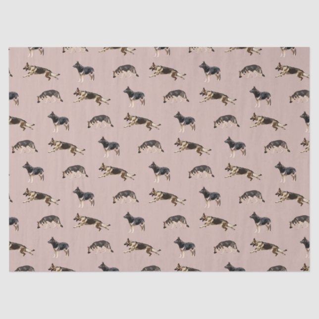 German Shepherd Pattern (Pink) Tissue Paper (Front)