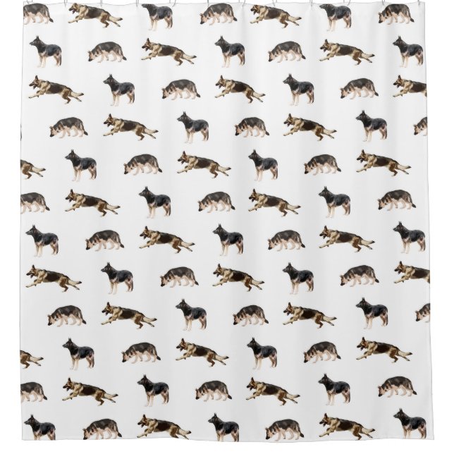 German Shepherd Pattern (White) Shower Curtain (Front)