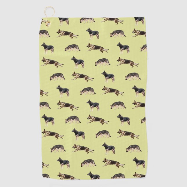 German Shepherd Pattern (Yellow) Golf Towel (Front)