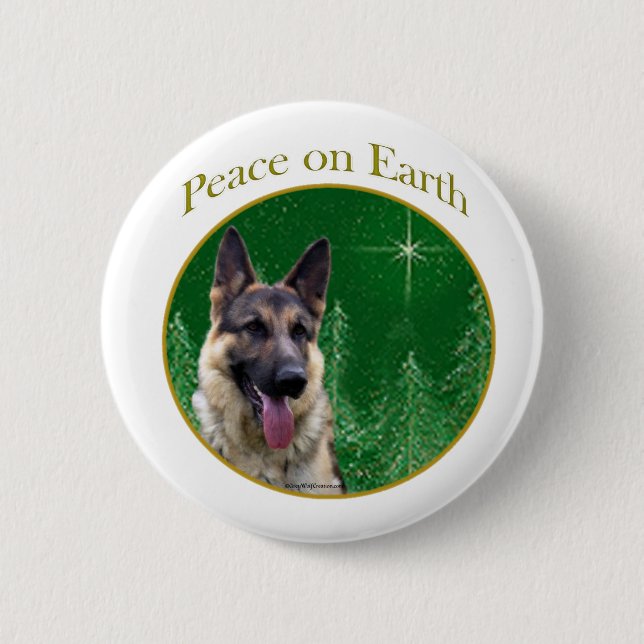 German Shepherd Peace 6 Cm Round Badge (Front)