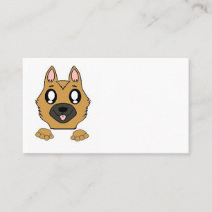 german shepherd peeking cartoon business card