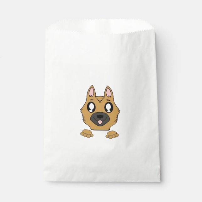 german shepherd peeking cartoon favour bags (Front)