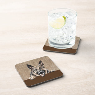 German Shepherd Peeking Puppy Dog Pet Coaster