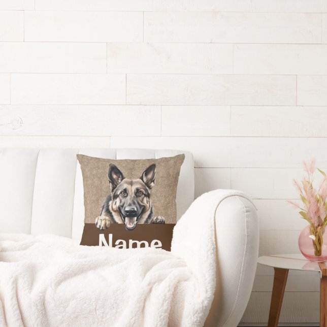 German Shepherd Peeking Puppy Dog Pet Cushion (Couch)