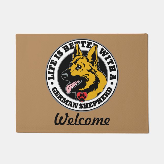 German Shepherd Personalised Life Is Better Doormat (Front)