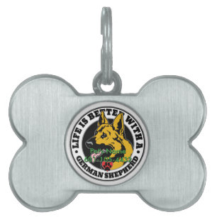 German Shepherd Personalised Life Is Better Pet Tag