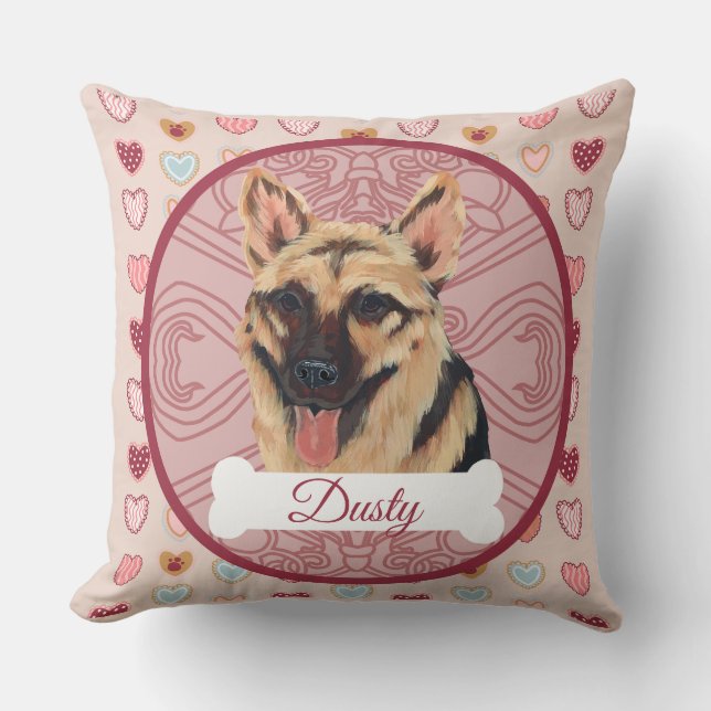 German Shepherd  Personalize Valentine Pillow (Front)