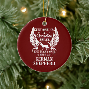 German Shepherd pet dog guardian angel Ceramic Tree Decoration