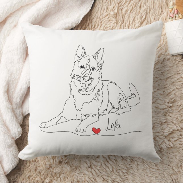 German Shepherd Pet Line Art with Name Cushion (Blanket)