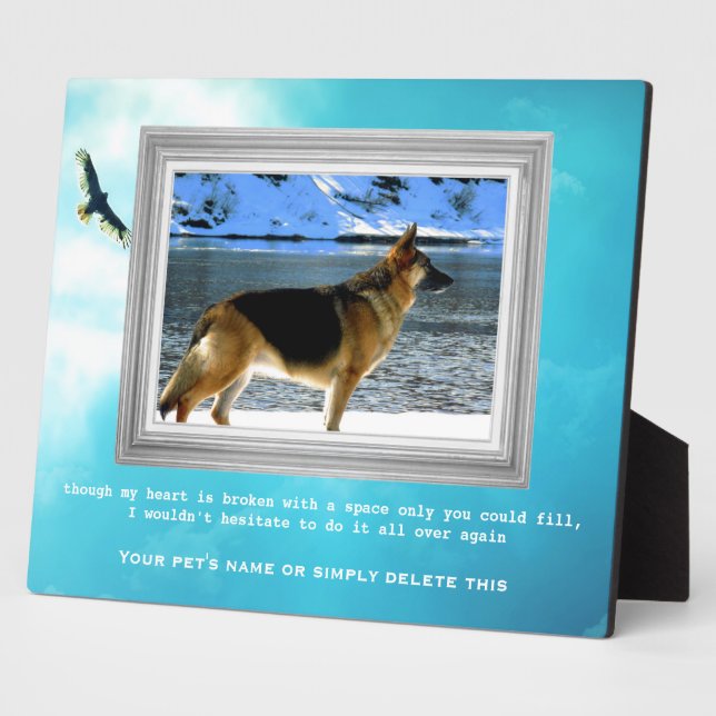 German Shepherd Pet Memorial with Your Photo Plaque (Side)