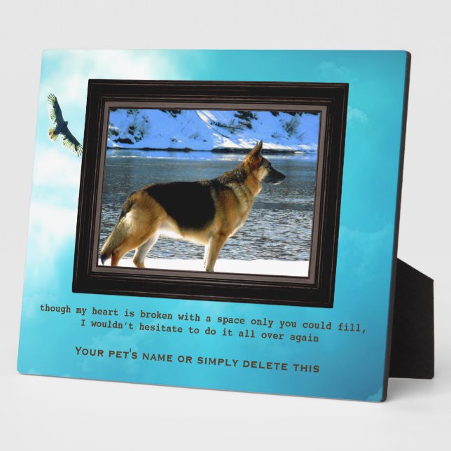 German Shepherd Pet Memorial with Your Photo Plaque (Side)