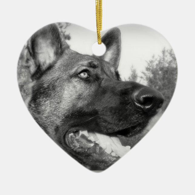 German Shepherd Photo Ceramic Tree Decoration (Front)
