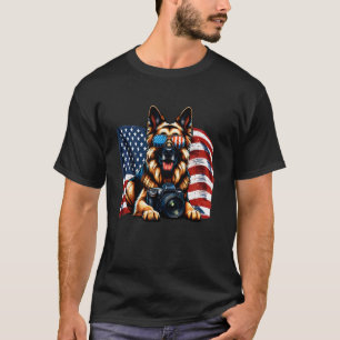 German Shepherd Photography Lover USA Flag Patriot T-Shirt