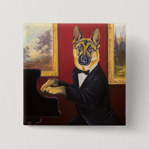 German Shepherd   Piano Waltz 15 Cm Square Badge