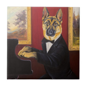 German Shepherd Piano Waltz Tile