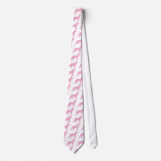 German Shepherd Pink Cancer Ribbons Tie (Front)