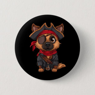 German Shepherd Pirate Dog Halloween Party 6 Cm Round Badge