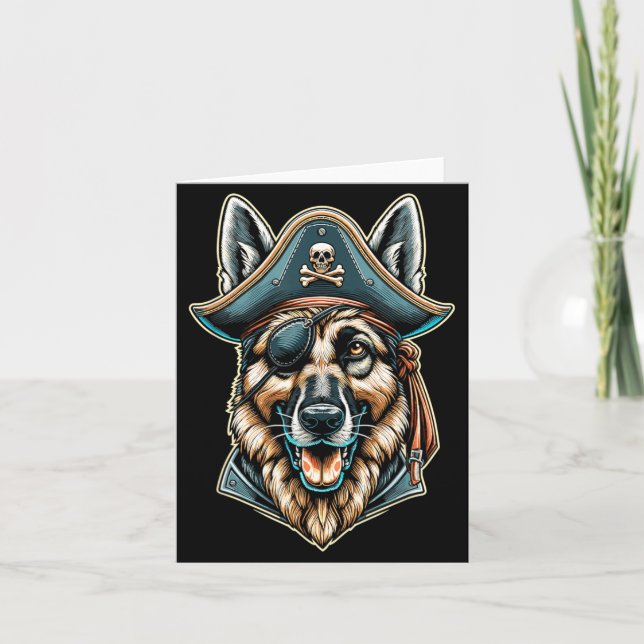 German Shepherd Pirate Dog Halloween Party Card (Front)