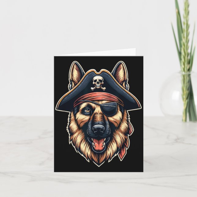 German Shepherd Pirate Dog Halloween Party Card (Front)