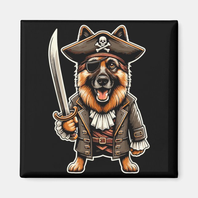 German Shepherd Pirate Dog Halloween Party Magnet (Front)