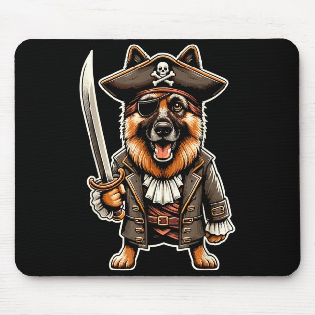 German Shepherd Pirate Dog Halloween Party Mouse Pad (Front)