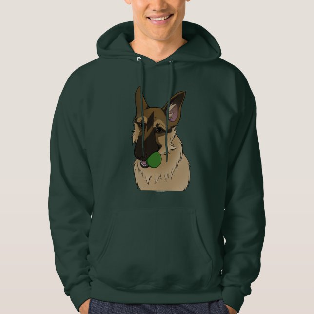 German Shepherd Play Time with Ball  Hoodie (Front)