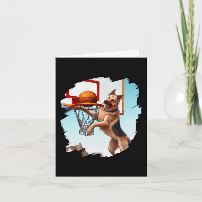 German Shepherd Playing Basketball Fun Dog Basketb Card (Front)