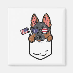 German Shepherd Pocket American Usa 4th Of July Fo Magnet