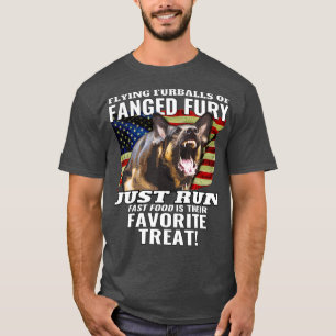 German Shepherd Police Dog  American Flag Funny T-Shirt