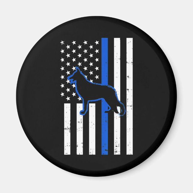 German Shepherd Police Dog K9 Patriotic Magnet (Front)