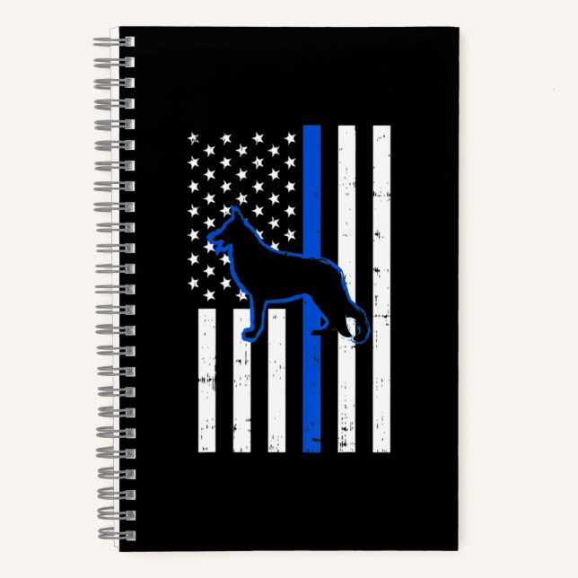 German Shepherd Police Dog K9 Patriotic Notebook (Front)