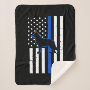 German Shepherd Police Dog K9 Patriotic Sherpa Blanket