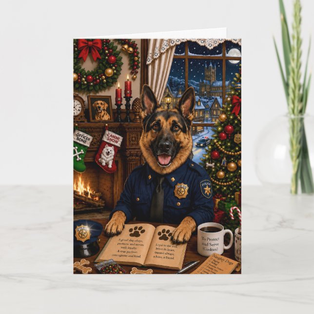 German Shepherd Police Holiday  Card (Front)