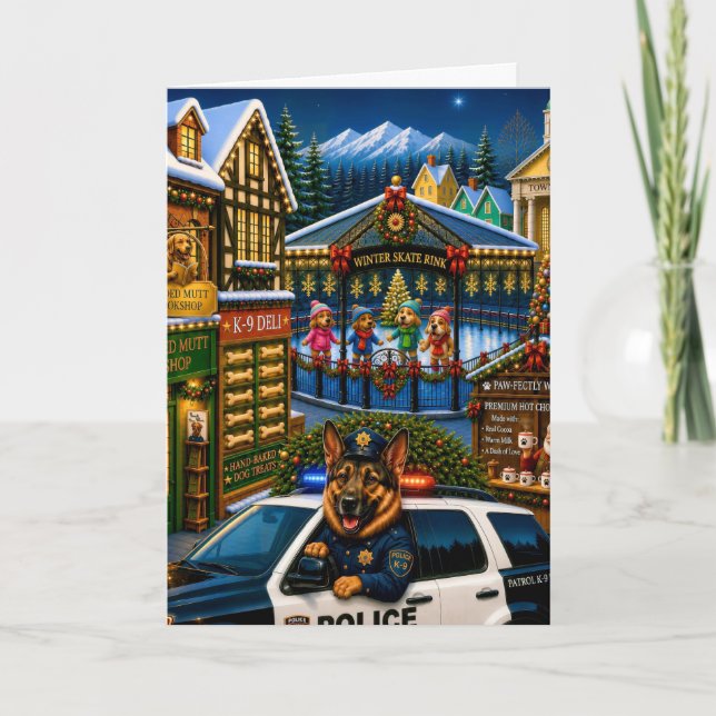 German Shepherd Police Holiday  Card (Front)