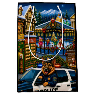 German Shepherd Police Holiday  Medium Gift Bag