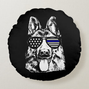 German Shepherd Police Officer Police Dog Round Cushion