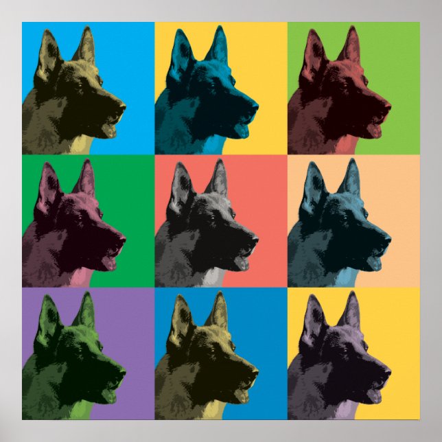 German Shepherd Pop-Art Poster (Front)