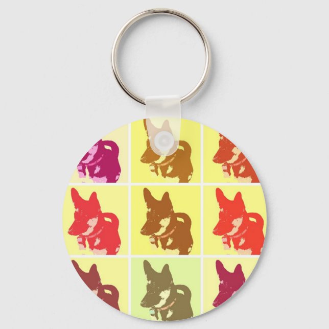 German Shepherd PopArt Key Ring (Front)